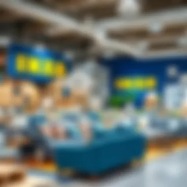 Diverse Home Furnishings at IKEA A vibrant display of home furnishings and decor