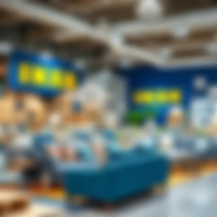 Diverse Home Furnishings at IKEA A vibrant display of home furnishings and decor