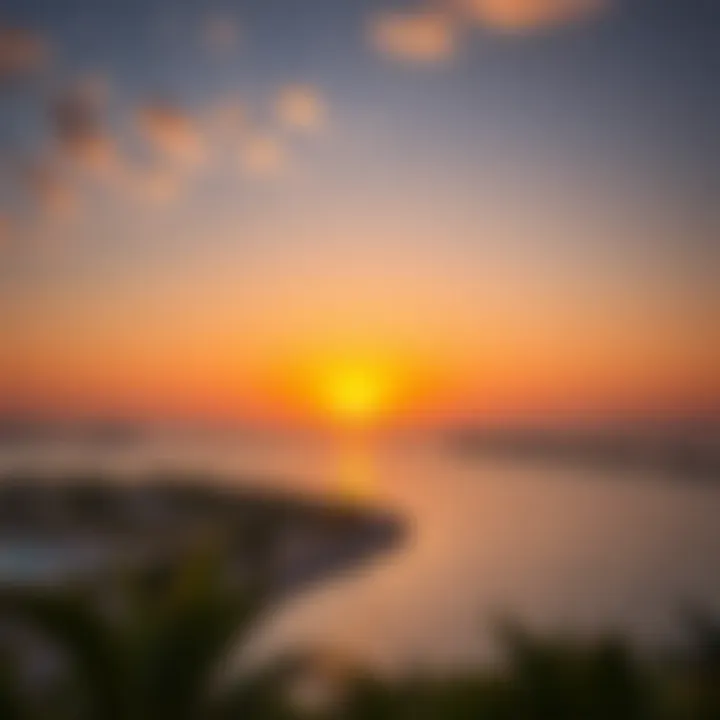 Sunset over the coastline of Jumeirah Bay Island