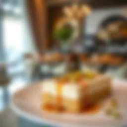 A beautiful plate of Knafeh topped with pistachios and syrup