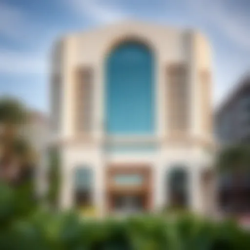 Exterior view of the Latifa Building showcasing its unique architectural style