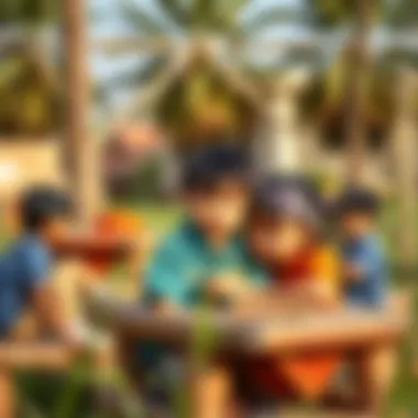 Outdoor Learning Experience Children engaging in an outdoor learning activity at a low fee school