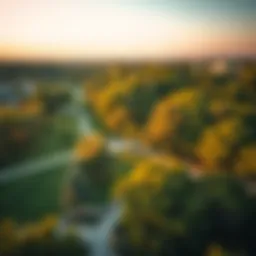 Aerial view of Mahatta Park showcasing lush greenery and pathways