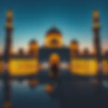 The stunning Sheikh Zayed Grand Mosque illuminated at dusk