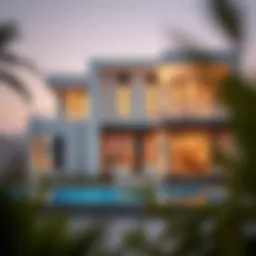 Elegant villa exterior showcasing contemporary architecture