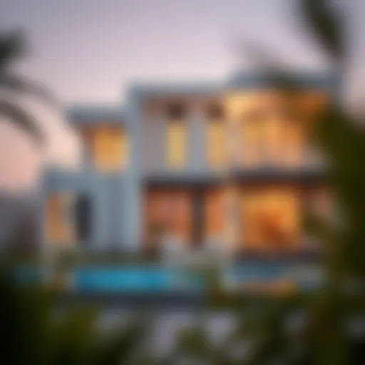 Elegant villa exterior showcasing contemporary architecture