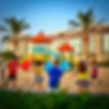 Playground with children engaging in outdoor activities