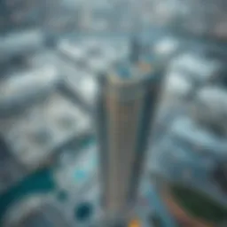 A stunning aerial view of Shatha Tower showcasing its architectural design