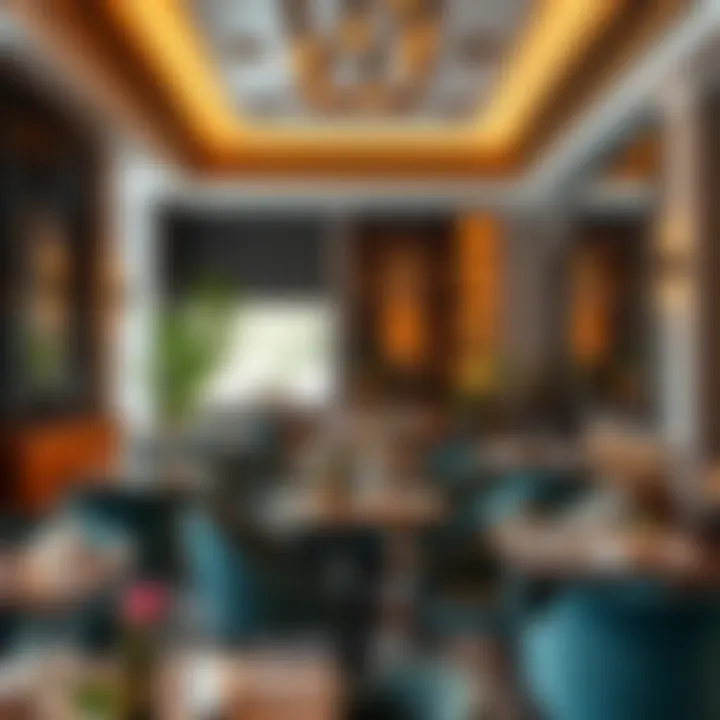 Elegant interior design of a small restaurant, reflecting a unique dining atmosphere.