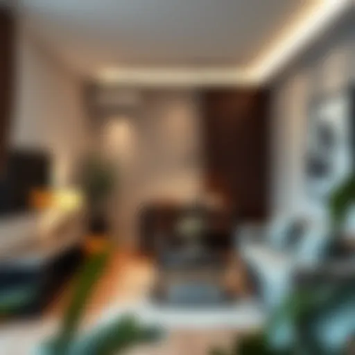 Modern studio apartment interior showcasing contemporary design