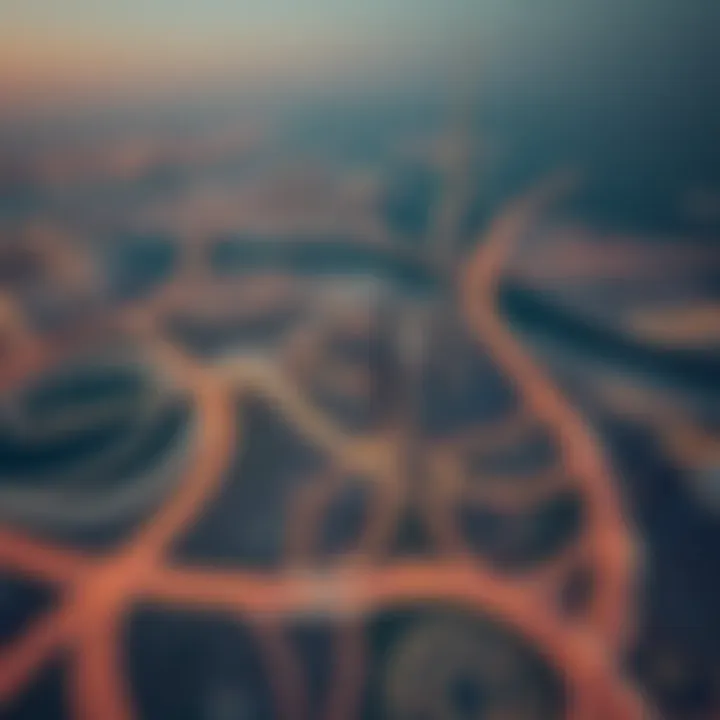An aerial shot showcasing the building's impact on Dubai's urban landscape