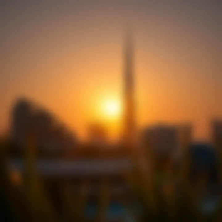 The building at sunset, radiating warmth and elegance