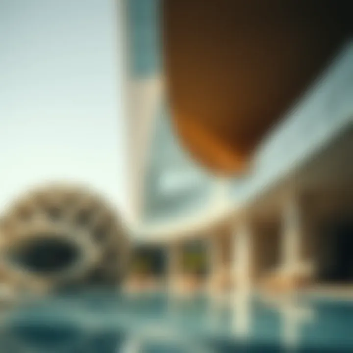 Architectural detail showcasing the modern design of The Address Jumeirah Resort and Spa.