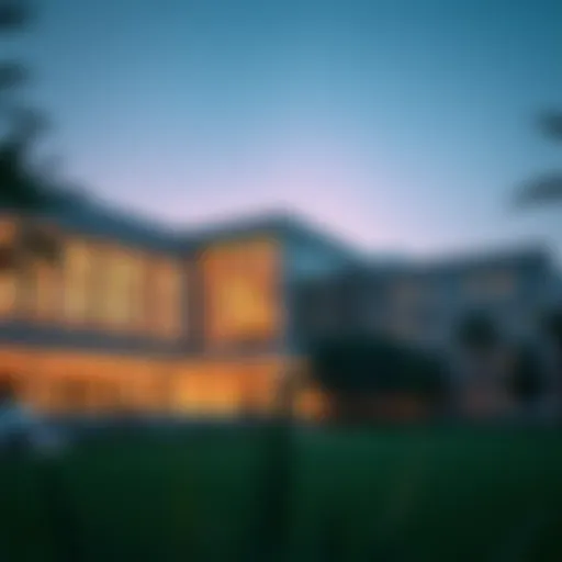 Campus view showcasing modern architecture