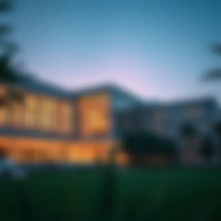 Campus view showcasing modern architecture