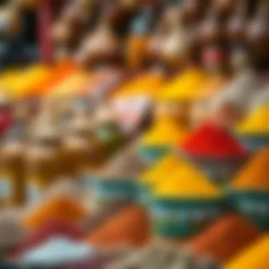 Colorful spices displayed in vibrant jars