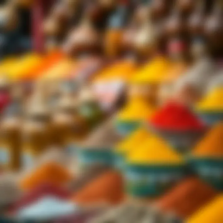 Colorful spices displayed in vibrant jars