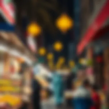 A vibrant street market showcasing local culture