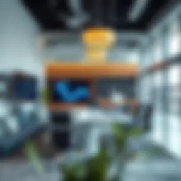 A modern virtual office setup with advanced technology