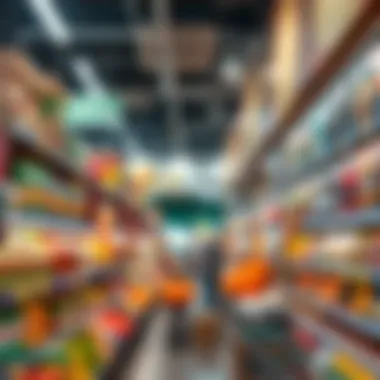 Diverse Product Aisles Aisles filled with diverse products available at Viva Supermarket