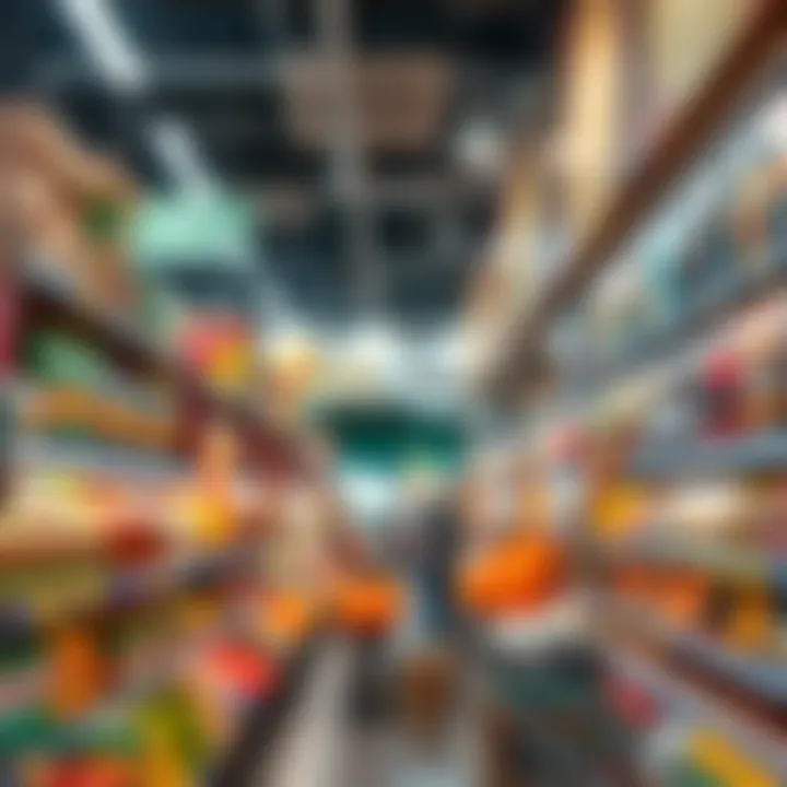 Diverse Product Aisles Aisles filled with diverse products available at Viva Supermarket