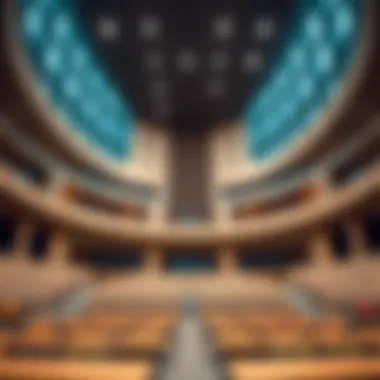 Interior perspective of a lecture hall within the Waqf Al Qasimia University Tower