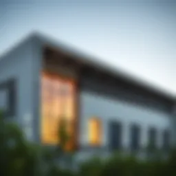 A striking warehouse design showcasing modern architectural elements in Dubai