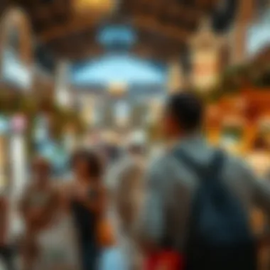 Shoppers enjoying the Global Village marketplace