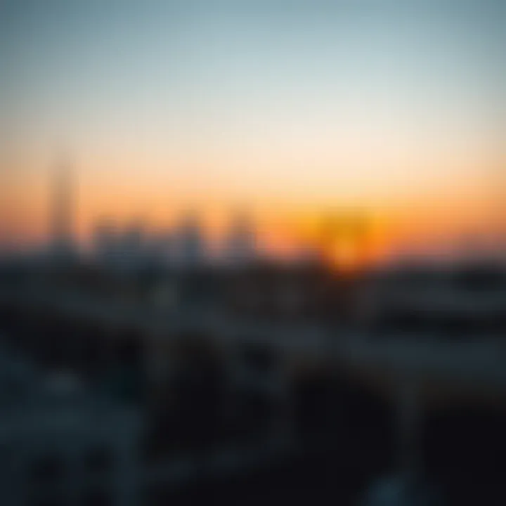 A beautiful sunset over Dubai's skyline, symbolizing the end of the fasting day