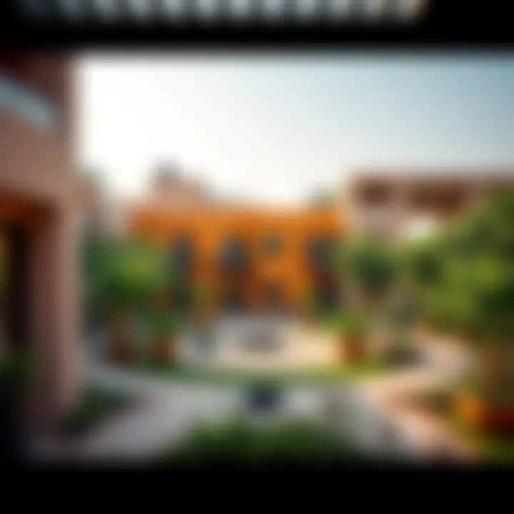 Community spaces within Nest Aljada promoting social interaction