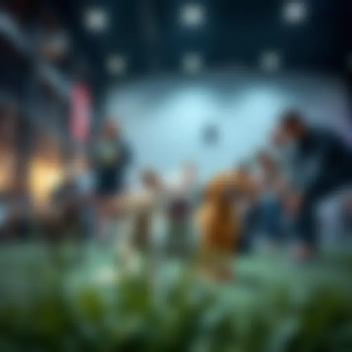 Community event at an indoor dog park fostering interaction