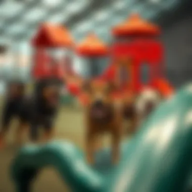 A variety of dog-friendly equipment in the park