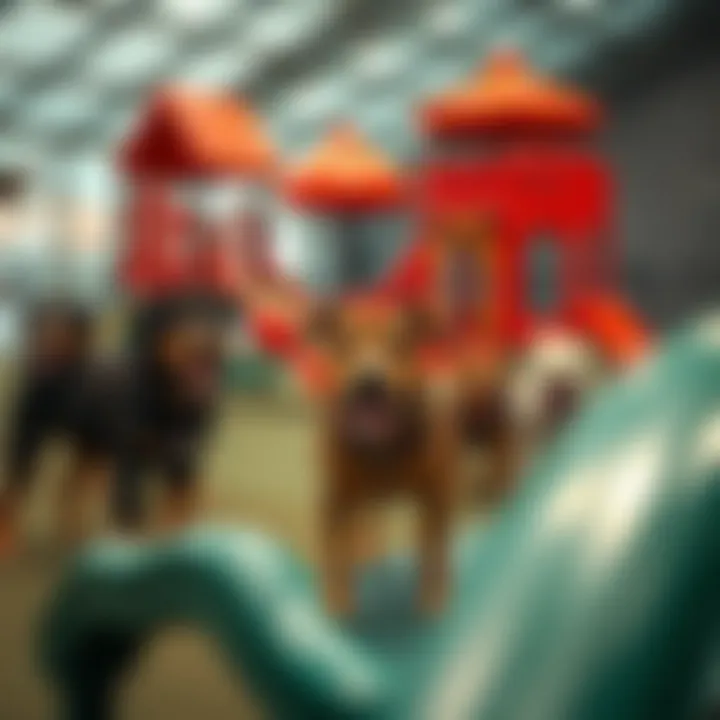 A variety of dog-friendly equipment in the park