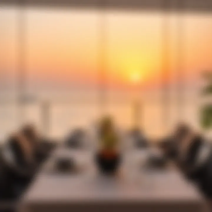Sophisticated Dining Experience Elegant dining setup with ocean backdrop