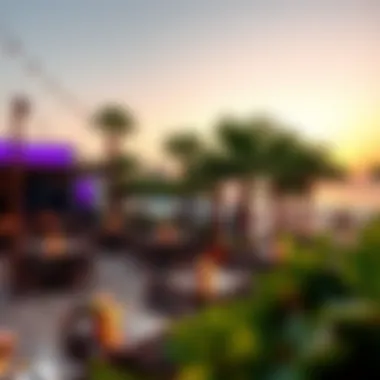 Charming Outdoor Dining at Sunset Vibrant outdoor dining atmosphere at sunset