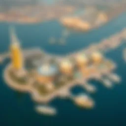 Aerial view showcasing the Jewel of the Creek with its stunning waterfront and architectural marvels.