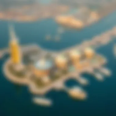 Aerial View of Jewel of the Creek Aerial view showcasing the Jewel of the Creek with its stunning waterfront and architectural marvels.