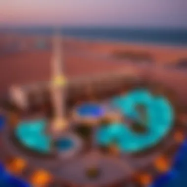 An aerial view of Last Exit Abu Dhabi showcasing its layout and surroundings