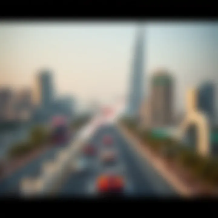 Map of Dubai with key driving routes highlighted