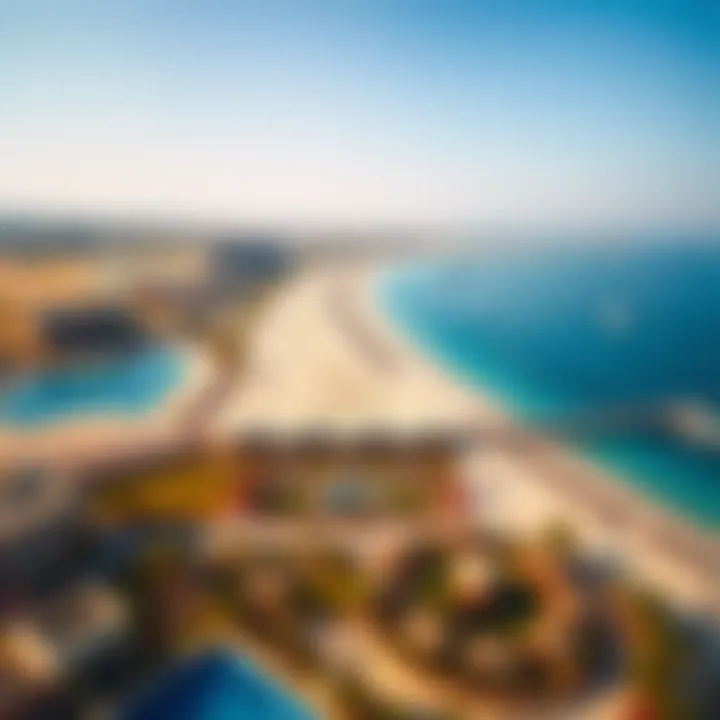 Aerial view of Marjan Island Beach showcasing its pristine shoreline
