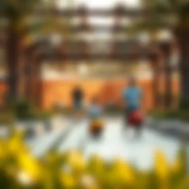 Families enjoying recreational activities in Nad Al Hammar Gardens