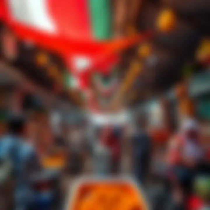 A bustling market scene during UAE national celebrations