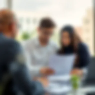 A person reviewing loan documents with a financial advisor