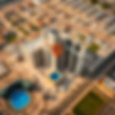 Prime Location of برج الشارقة الجديد in Sharjah Aerial view of برج الشارقة الجديد emphasizing its prime location