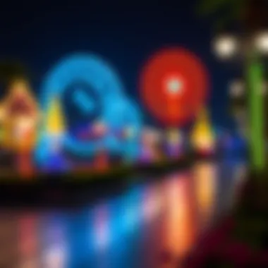 Illuminated Attractions at Night An enchanting night scene showcasing the illuminated attractions at Global Village
