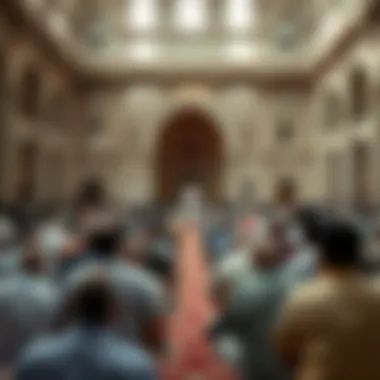 Community Gathering for Prayer Community gathering for prayer in an ornate hall