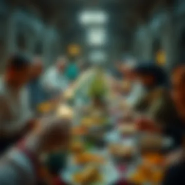 Diverse Iftar Gathering Traditional Iftar gathering with diverse dishes