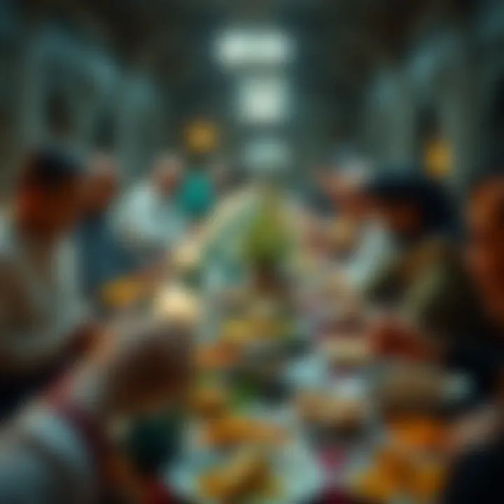 Diverse Iftar Gathering Traditional Iftar gathering with diverse dishes