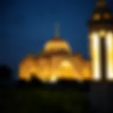 A scenic view of a mosque illuminated during Ramadan nights