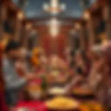 A vibrant iftar gathering showcasing traditional dishes